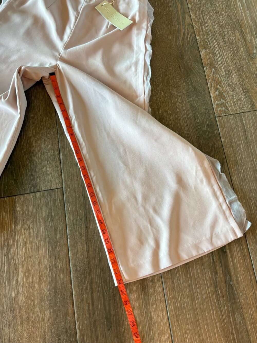 NWT Vivian Chan Craner dusty pink, wide leg, silk side seam dress pants size 28 - Picture 5 of 9